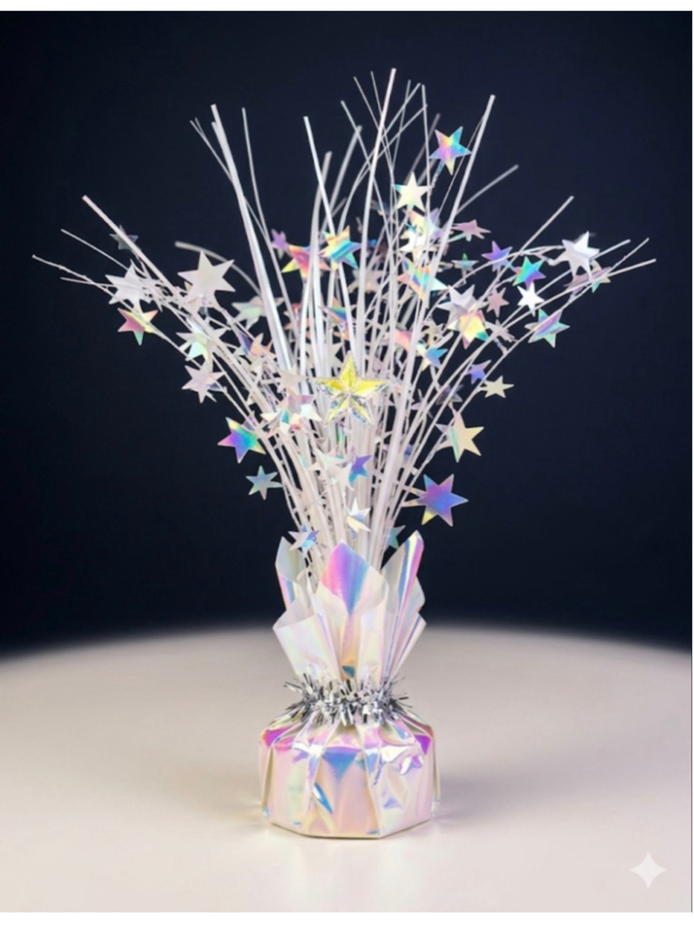 Set of 9 Iridescent White Star Balloon Weights